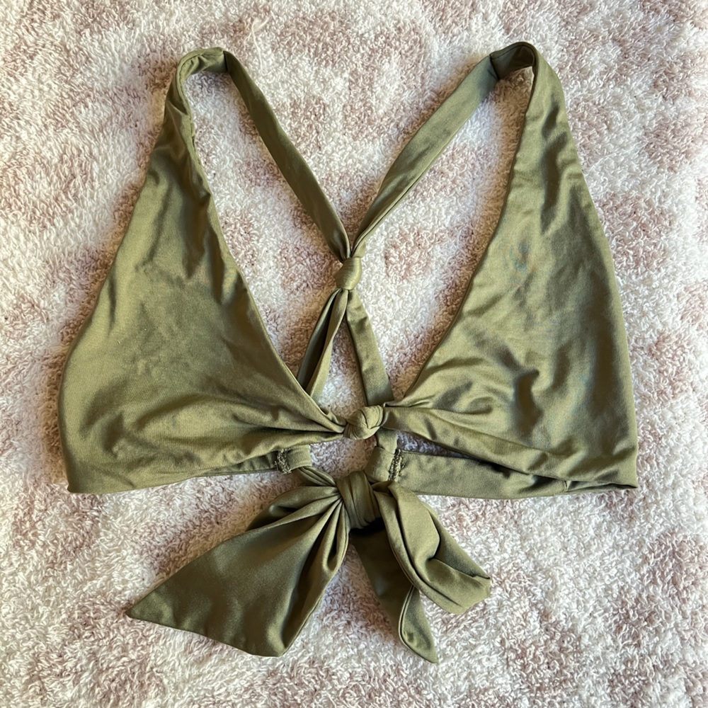Frankie’s Bikini | Green Triangle Tie-Back Top | Size Small | Perfect Condition